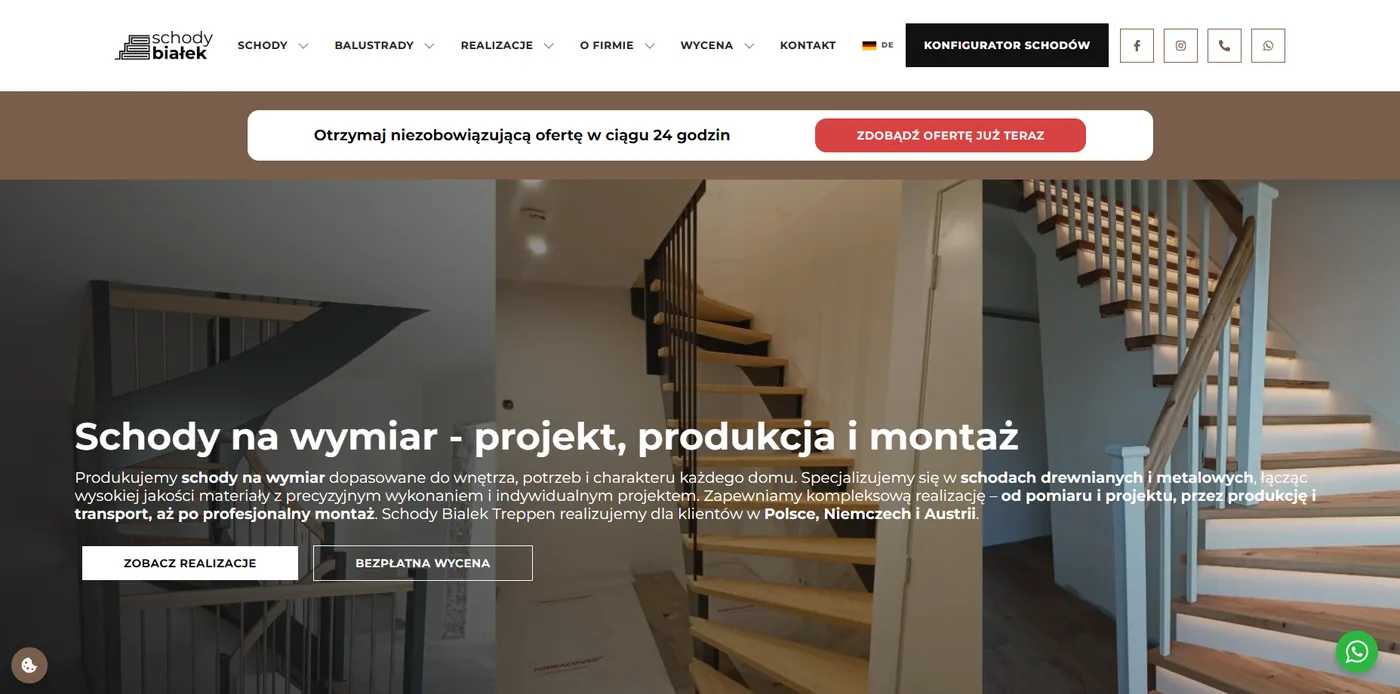 Strona internetowa Schody Białek - schody na wymiar